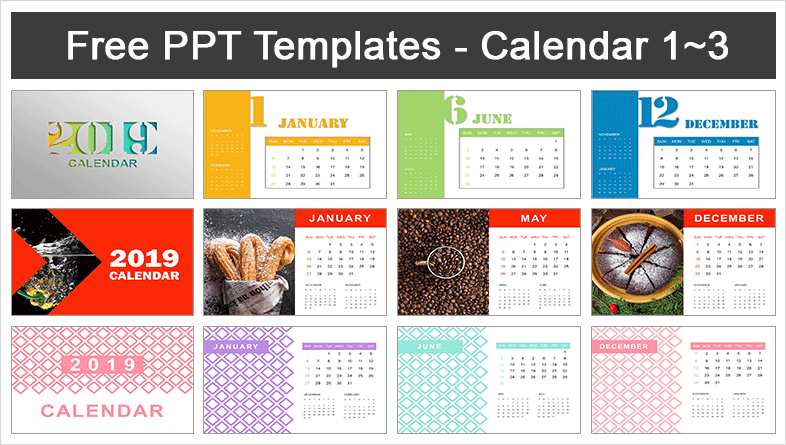  2019 Calendar PowerPoint Templates			 