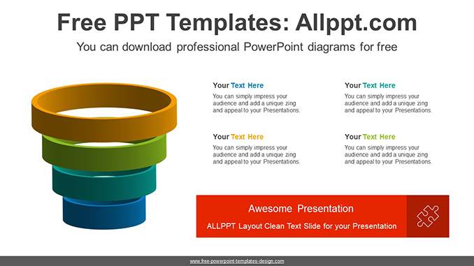  4-Divisions Funnel PowerPoint Diagram			 