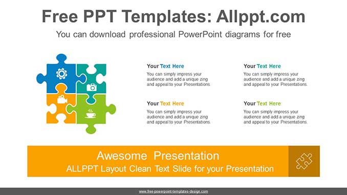  4-part Puzzle PowerPoint Diagram			 