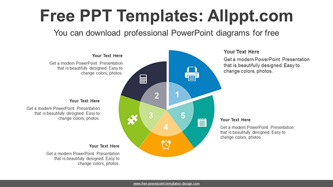  5-Divided Circle PowerPoint Diagram			 