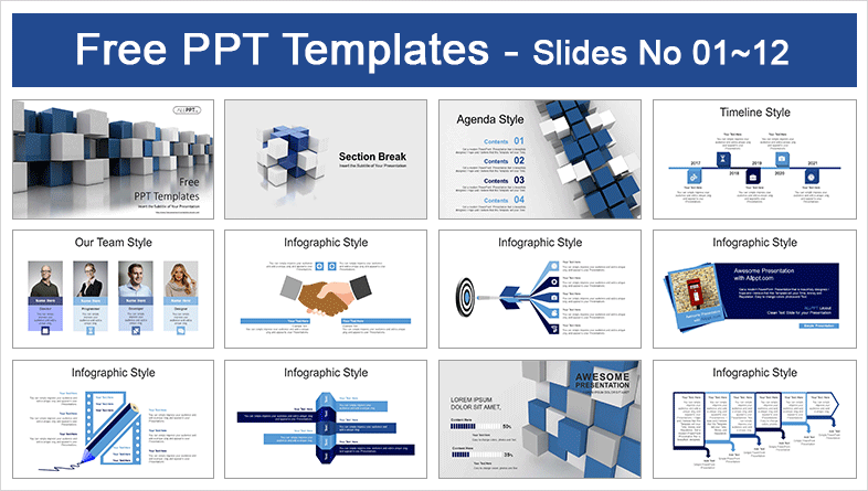  Abstract Blue Cube PowerPoint Templates			 