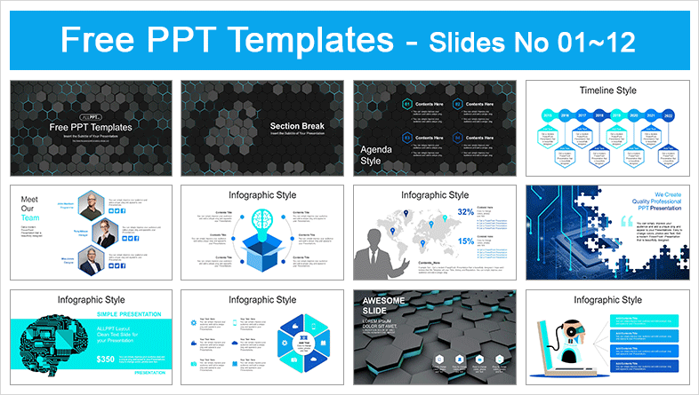  Abstract Hi-Tech Hexagons PowerPoint Templates			 