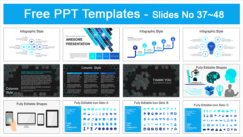  Abstract Hi-Tech Hexagons PowerPoint Templates			 