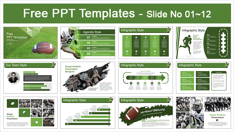  American Football Over Grass PowerPoint Templates			 