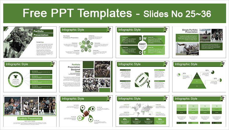  American Football Over Grass PowerPoint Templates			 