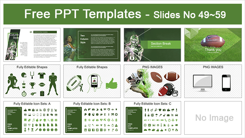  American Football Over Grass PowerPoint Templates			 