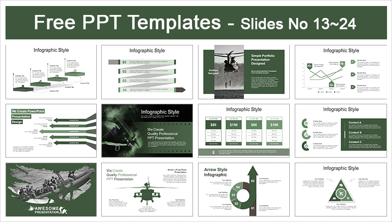  Army Soldier in Action PowerPoint Templates			 