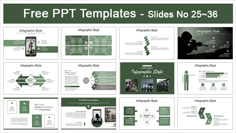  Army Soldier in Action PowerPoint Templates			 