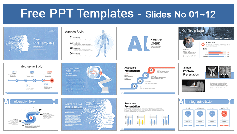  Artificial Intelligence High Technology PowerPoint Templates			 