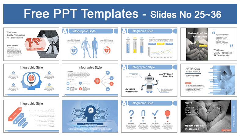  Artificial Intelligence High Technology PowerPoint Templates			 