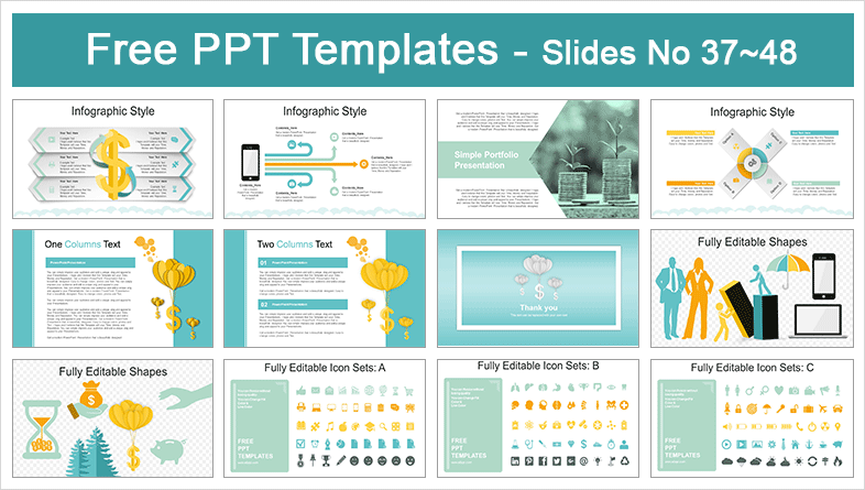  Balloon Dollar Management Concept PowerPoint Templates			 