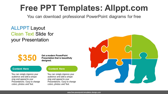  Bear Silhouette Puzzle PowerPoint Diagram			 