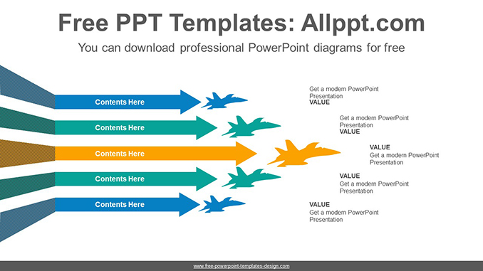  Bend Arrows flow PowerPoint Diagram			 