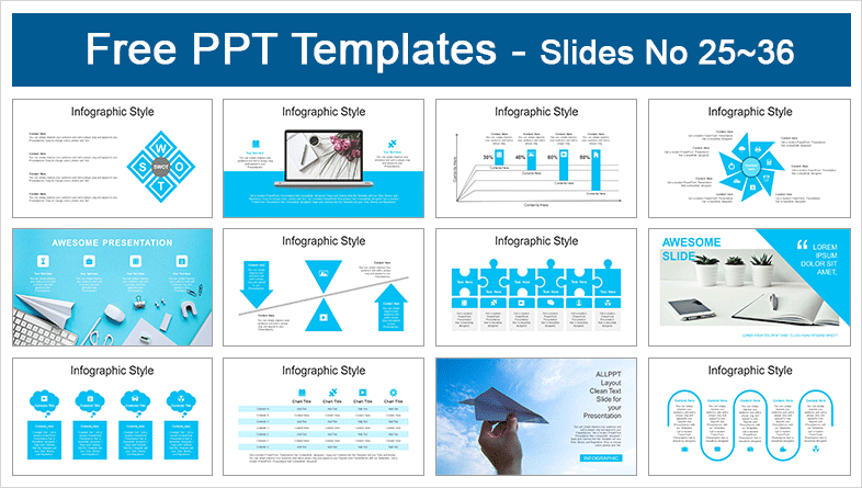  Blue Unique Paper Plane PowerPoint Templates			 