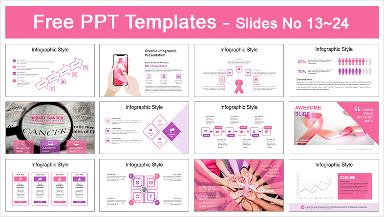  Breast Cancer Pink Ribbon PowerPoint Templates			 