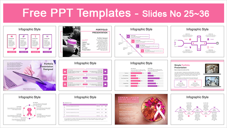  Breast Cancer Pink Ribbon PowerPoint Templates			 