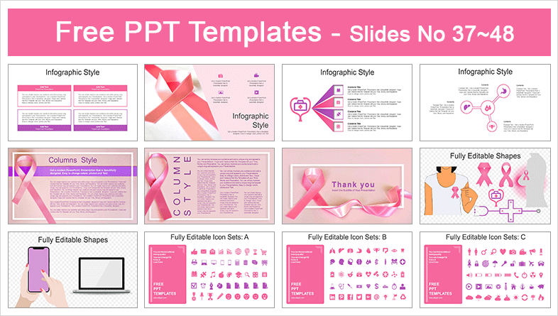  Breast Cancer Pink Ribbon PowerPoint Templates			 