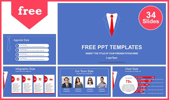  Businessman’s Red Tie PowerPoint Template			 