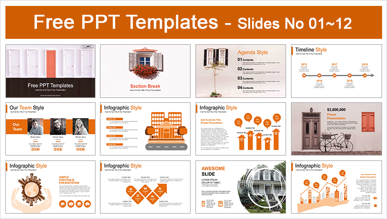  Closed Red Door PowerPoint Templates			 