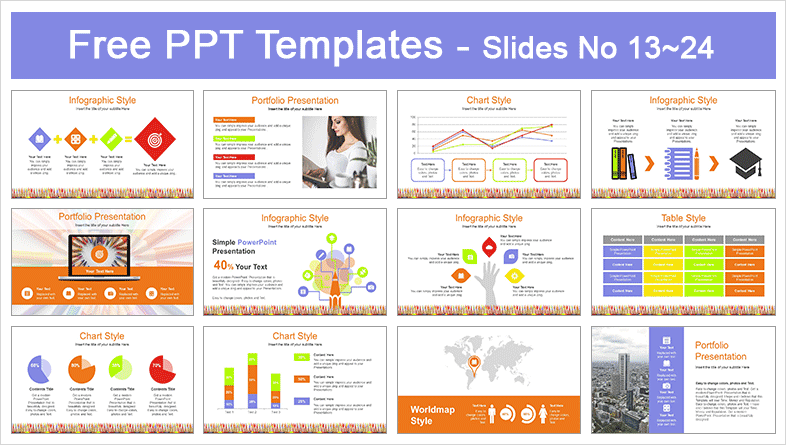  Colored Pencils Education Concept PowerPoint Template			 