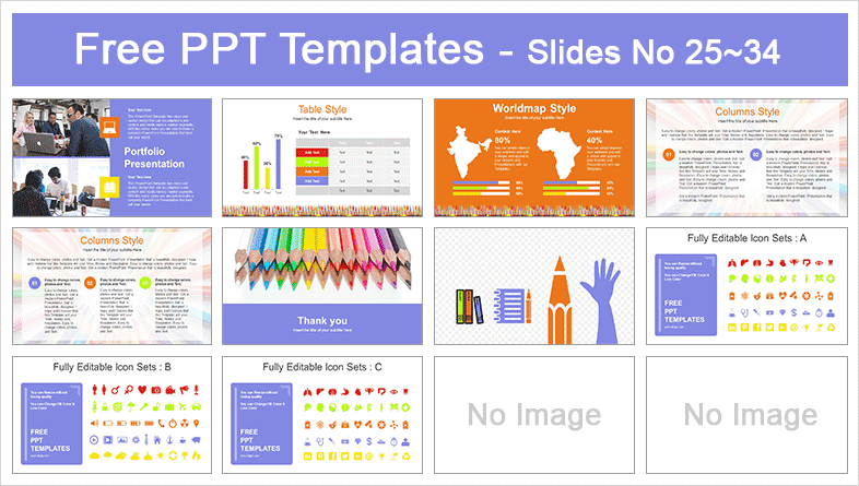  Colored Pencils Education Concept PowerPoint Template			 