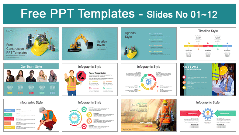  Construction Helmet City PowerPoint Templates			 