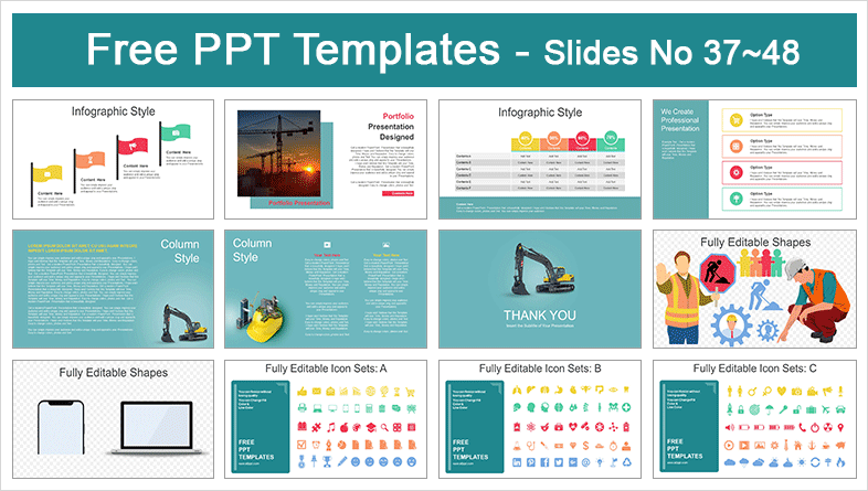  Construction Helmet City PowerPoint Templates			 