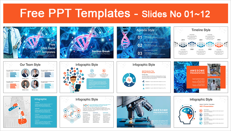  DNA Gene Biotechnology PowerPoint Templates			 