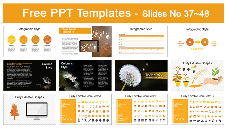  Dandelion Seeds Blowing PowerPoint Templates			 