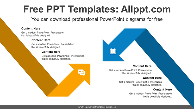  Diagonal Bent Arrows PowerPoint Diagram			 