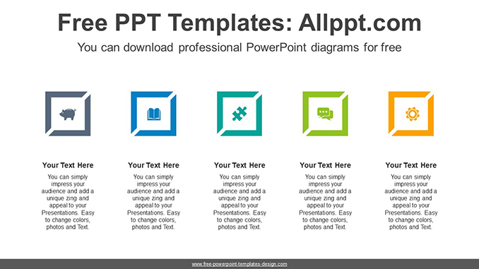  Diagonal Emphasis Square PPT Diagram			 