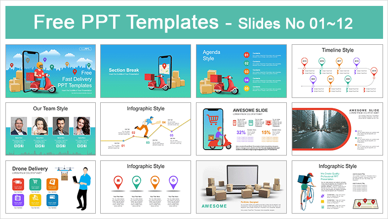  E-Commerce Fast Delivery PowerPoint Templates			 