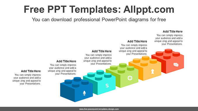  Five Lego Block PowerPoint Diagram			 