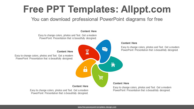  Five Radial Petals PowerPoint Diagram			 