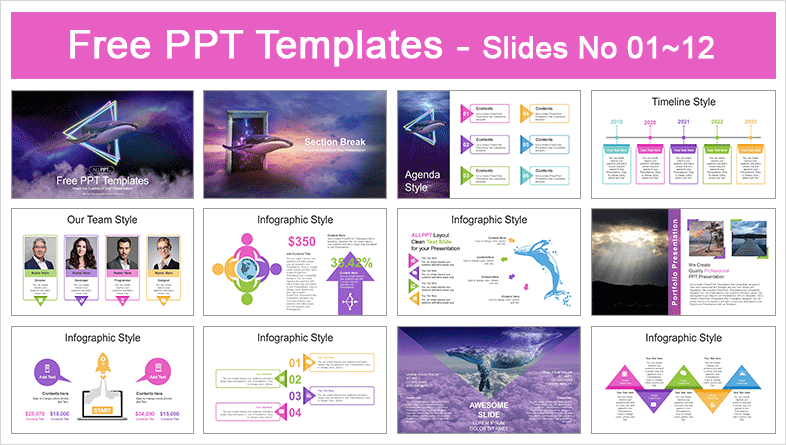  Flying Space Whale PowerPoint Templates			 