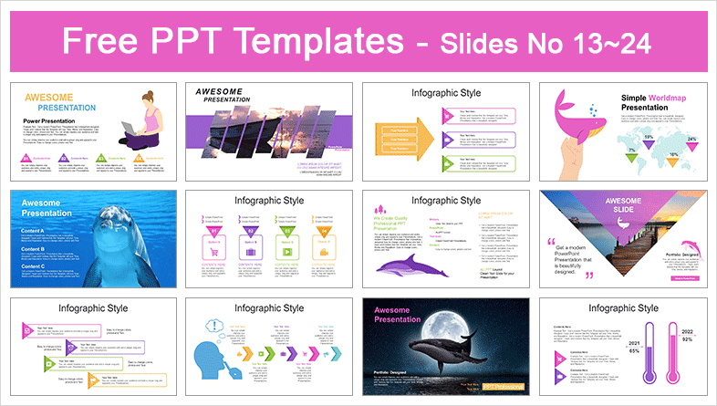  Flying Space Whale PowerPoint Templates			 