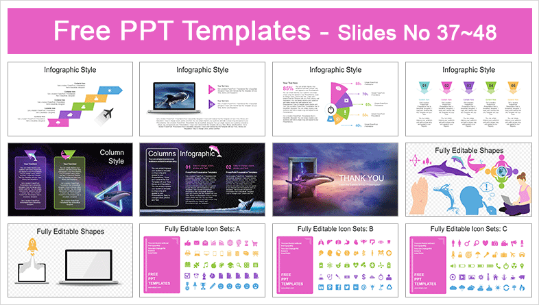  Flying Space Whale PowerPoint Templates			 