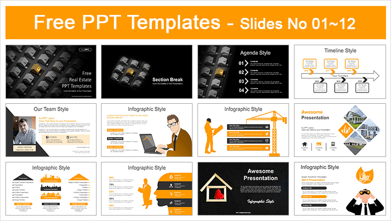  Focused Golden Houses PowerPoint Templates			 