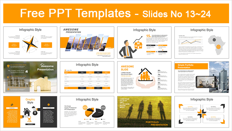  Focused Golden Houses PowerPoint Templates			 