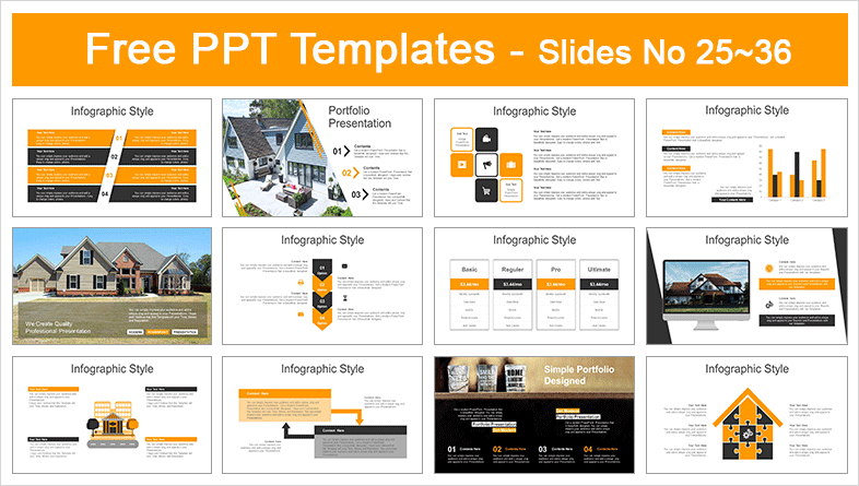  Focused Golden Houses PowerPoint Templates			 