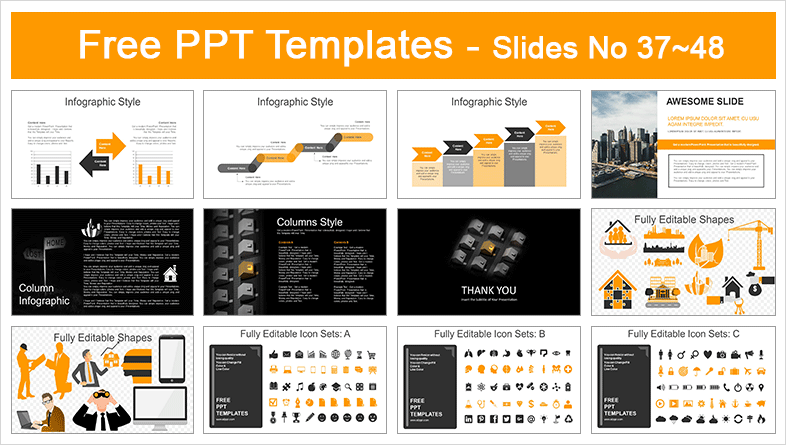  Focused Golden Houses PowerPoint Templates			 