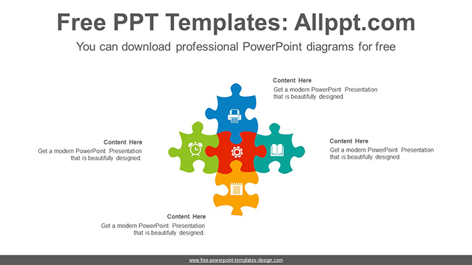  Four Radial Puzzle PowerPoint Diagram			 