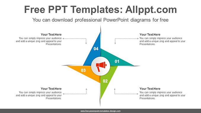  Four-Wing Pinwheel PowerPoint Diagram			 