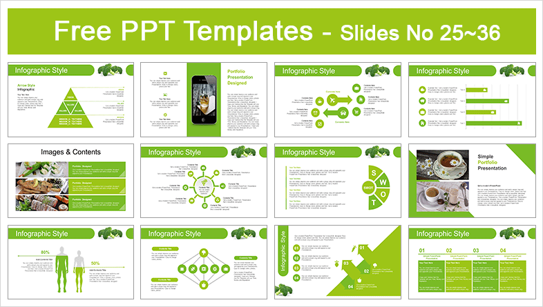  Fresh Green Broccoli PowerPoint Templates			 