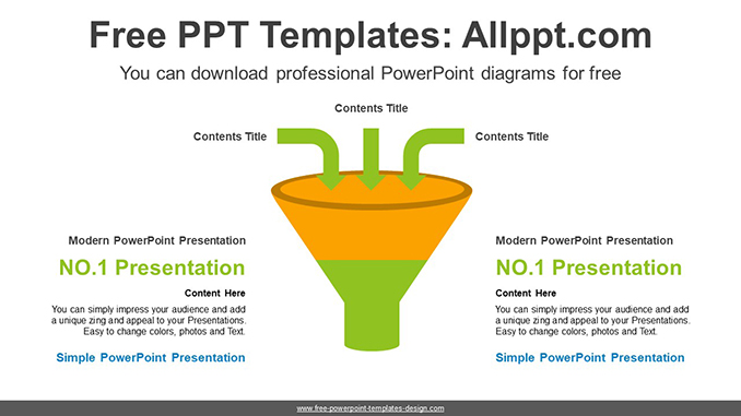  Funnel 3-Arrows Compare PowerPoint Diagram			 