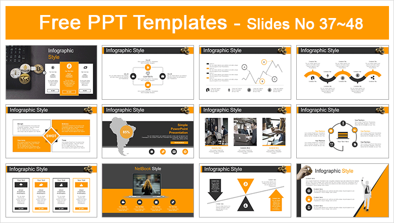  Golden Bitcoin PowerPoint Templates			 