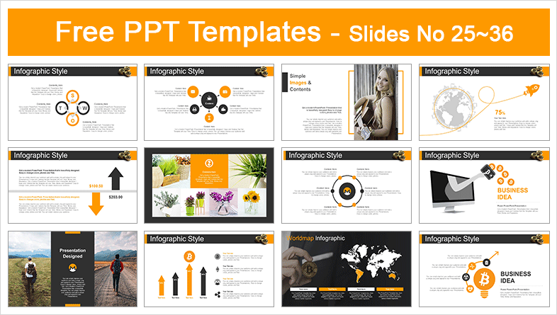  Golden Bitcoin PowerPoint Templates			 