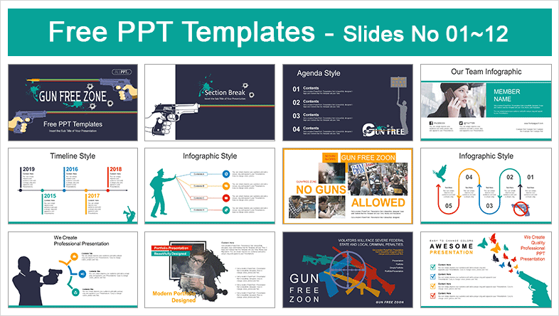  Gun Free Zone PowerPoint Templates			 