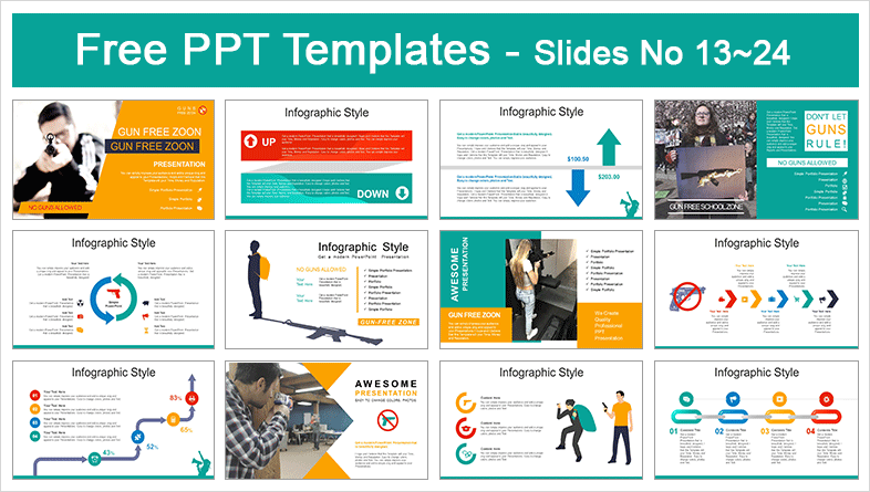  Gun Free Zone PowerPoint Templates			 