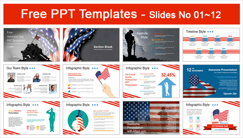  Happy Veterans Day PowerPoint Templates			 